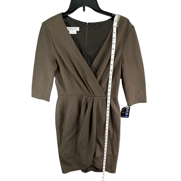 Kay Unger Dress Womens 10 Evening Collection V Neck 3/4 Sleeve Ruched Party NEW - Picture 9 of 16